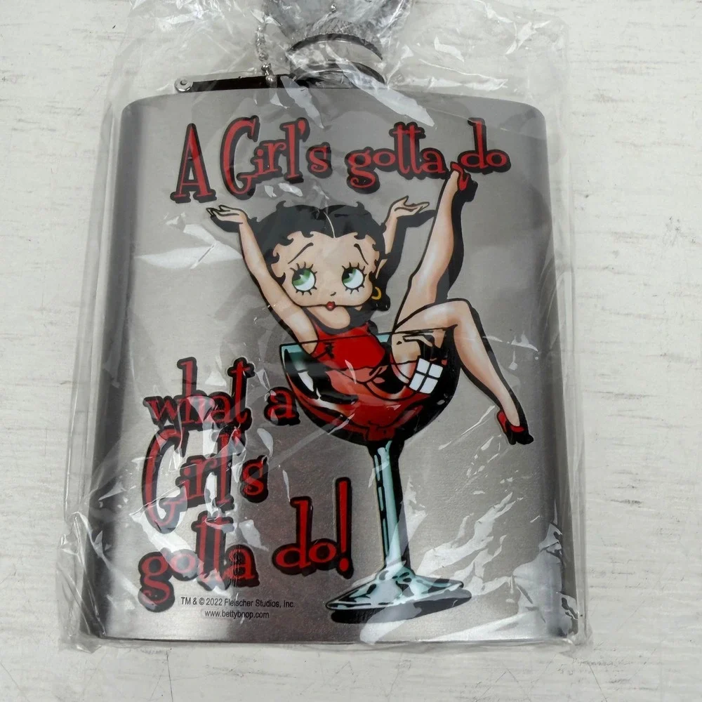 Spoontiques Betty Boop Stainless Steel Hip Flask with Funnel NEW